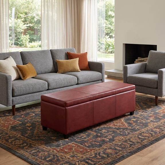 Simpli Home Avalon 48W Large Storage Ottoman Bench