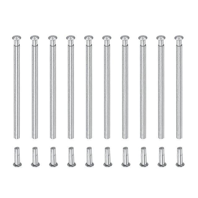 Unique Bargains 25x1.2mm Stainless Steel Tube Friction Pins Watch Strap Pressure Bars Pin w Rivet Ends Band Clasp Buckle 10Pack