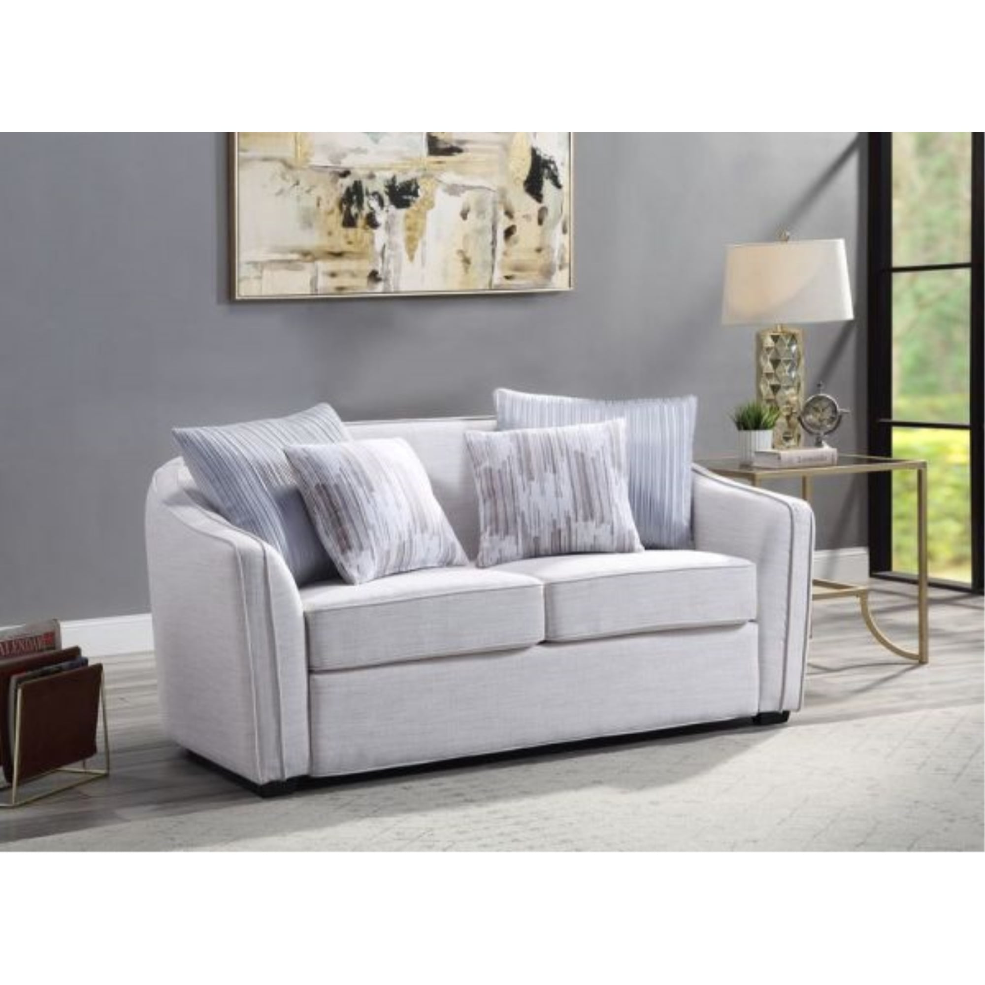 LV00486 Loveseat w/4 Pillows, Beige Linen - Mahler II ( 1Pc/1Ctn )