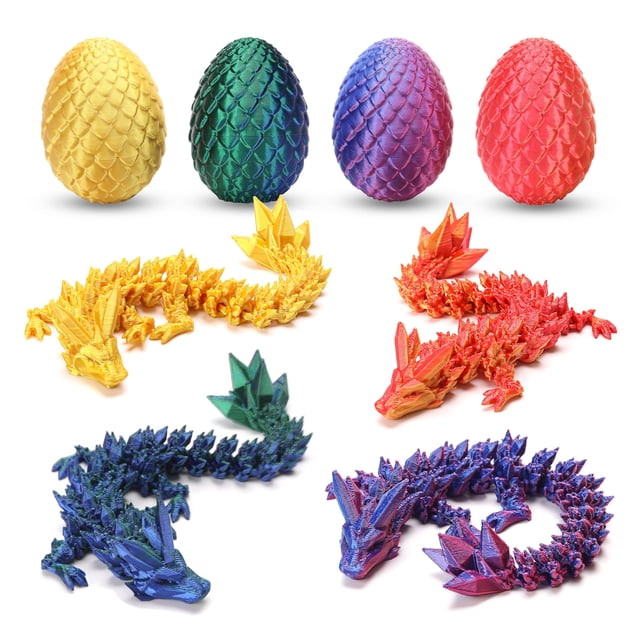 Huevos de dragón con animales de peluche en el interior, juego de 4