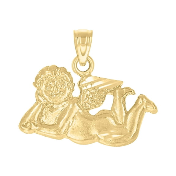 10kt Real Yellow Gold Unisex Cupid Angel Religious Charm Pendant