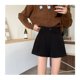 thumbnail image 2 of Pantalones cortos con botones de cintura alta para mujer, pantalones cortos elegantes, informales, de Color puro, pierna ancha, línea A, para oficina, 2 of 8