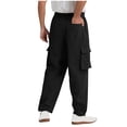 thumbnail image 3 of Mens Casual Baggy Cargo Pants Stretchy Sweatpants Loose Fit Drawstring Hiking Workout Joggers With Multi Pockets, 3 of 6