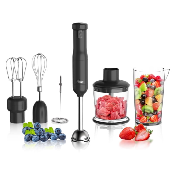 Rosewill 6-in-1 Multi-Speed Cordless Rechargeable Immersion Hand Blender, Heavy Duty Motor - Stick Blender, Beaker, Whisk, Chopper, Dual Beater, Milk