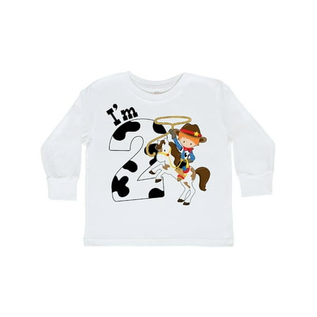 

Inktastic I m Two-cowboy riding horse birthday Gift Toddler Boy Girl Long Sleeve T-Shirt