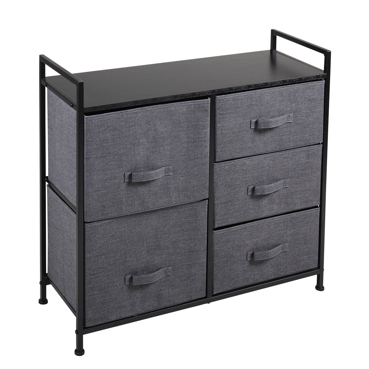 Lowestbest 3-Tier Drawer Dresser Organizer With 5 Drawers, End Table Storage Cabinet with Easy Pull Fabric Bins, Black Lowestbest 3-Tier Drawer Dresser Organizer With 5 Drawers, End Table Storage Cabinet with Easy Pull Fabric Bins, Black