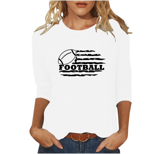 Blouses pour Femmes T-Shirt Imprimé Manches 3/4 Blouse Col Rond Décontracté, Blouses pour Femmes T-Shirts pour Femmes, Blouses pour Femmes Décontractées