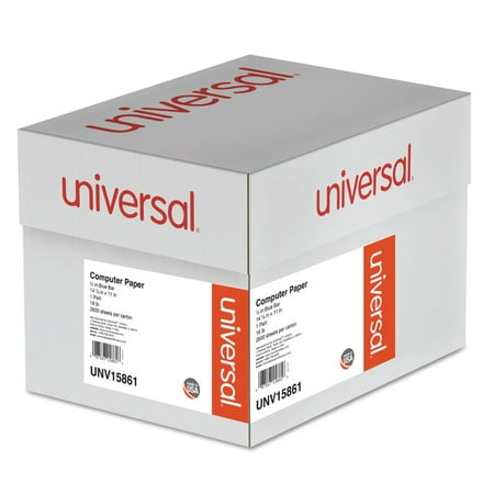 Universal Blue Bar Computer Paper, 18lb, 14-7/8 x 11, Perforated Margins, 2600 Sheets
