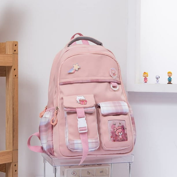 Korean backpack pink cheap