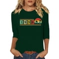 thumbnail image 2 of HOMBOM Womens T-Shirts Graphic Tees 3/4 Sleeve Green Graphic Retro 1996 Print Crew Neck Tops for Ladies Basic, 2 of 4