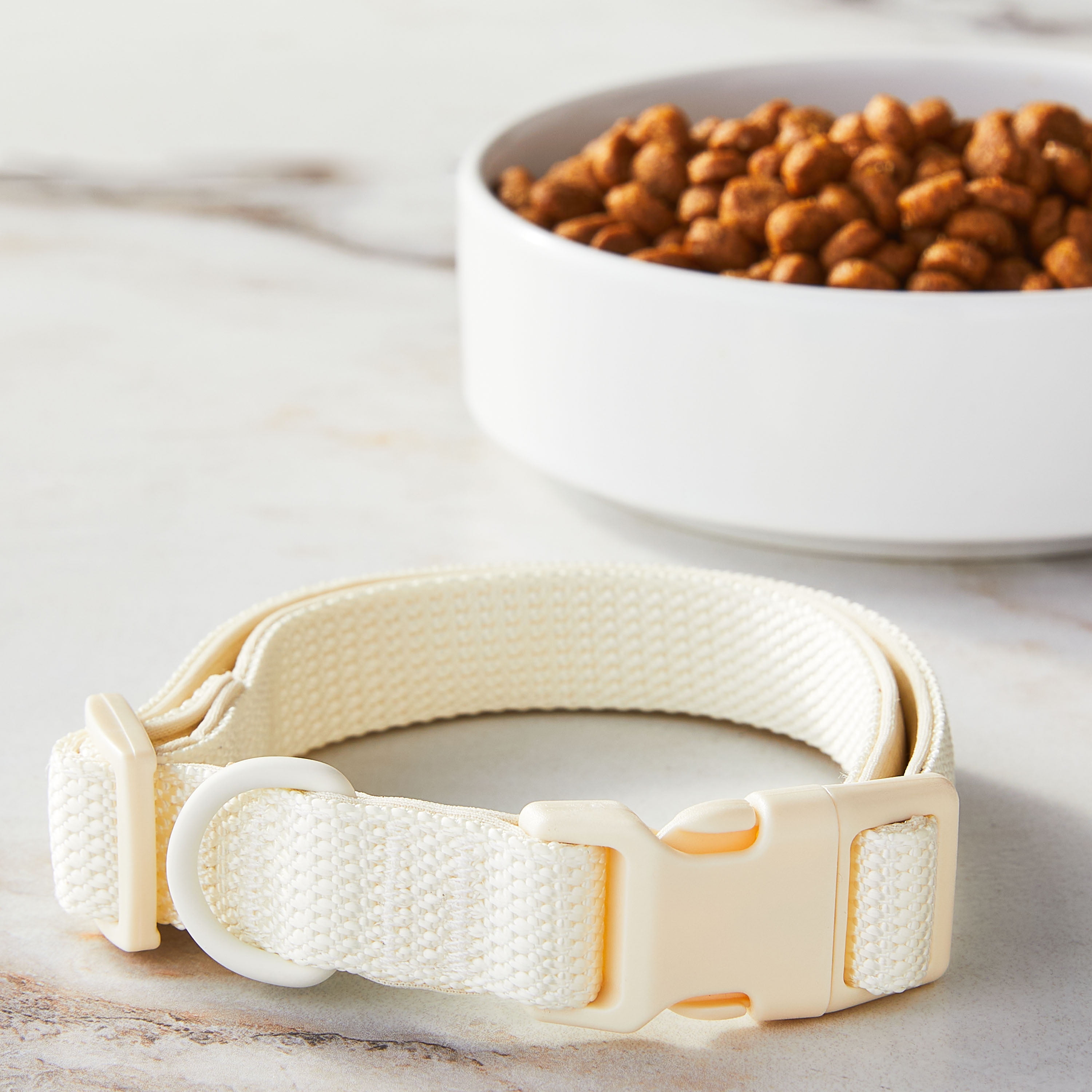 Vibrant Life Adjustable Cushioned Dog Collar, Cream, Medium