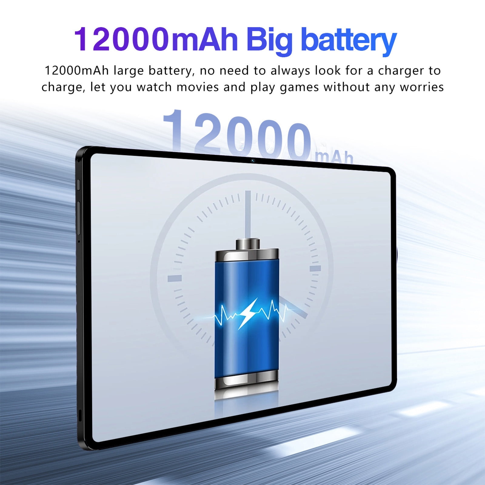 10.1-Inch Android 13 Tablet PC with 2K Display, 2.4G/5G WiFi, Bluetooth, Dual SIM, 16MP+32MP Camera, 2GB+16GB, 256GB Expandable, 12000mAh Battery
