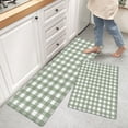 thumbnail image 2 of Sage Green 2 Pieces Kitchen Rug Set Non-Slip Backing Mat Throw for Kitchen Doormat Runner, Anti Fatigue Mats for Kitchen Floor Home Office, Green and White Buffalo Plaid Design, 2 of 5