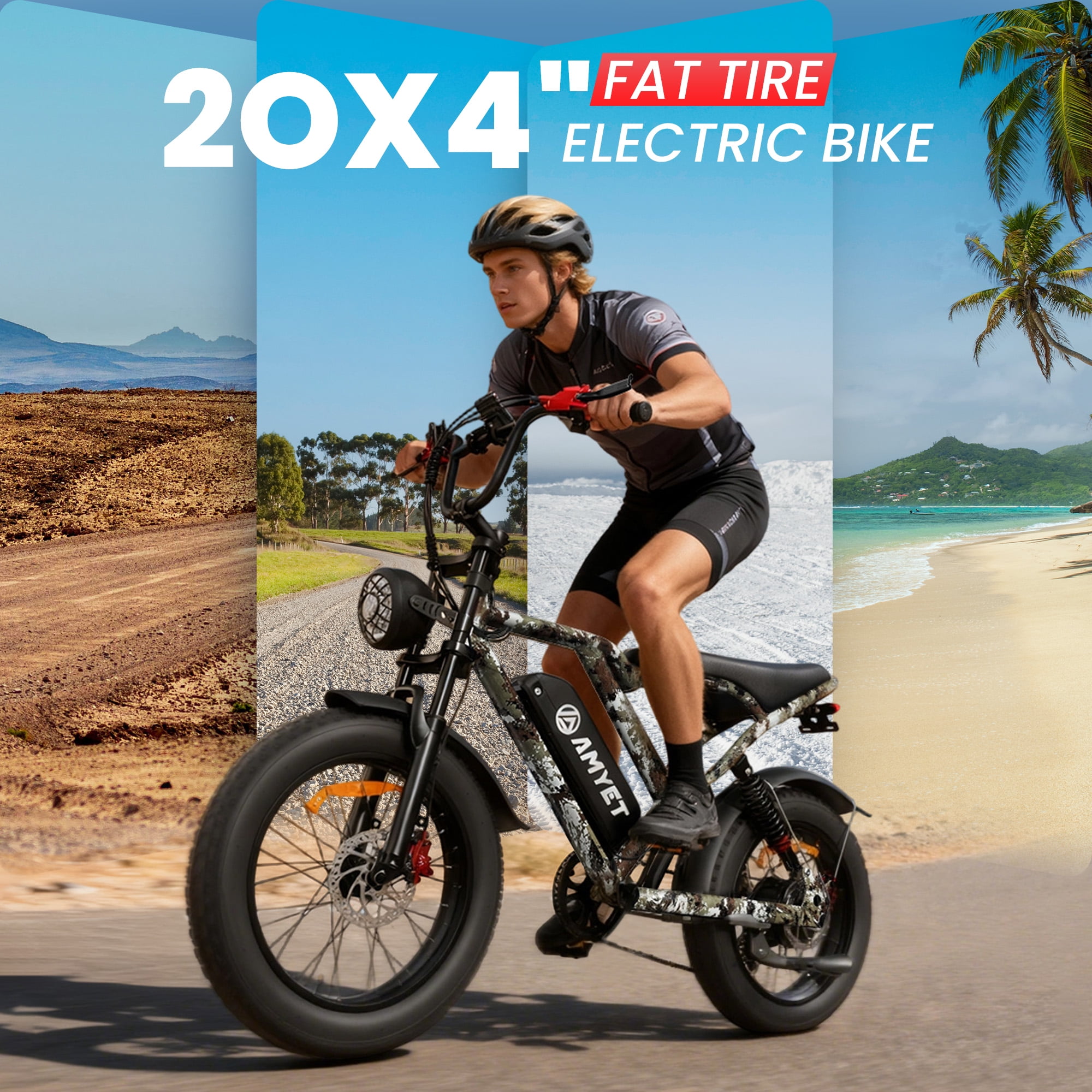AMYET S8-S Electric Bike 1000W(1500W Peak), 48V 20Ah, 20"x4.0" Fat Tire Ebike for Adults, Hydraulic Disc Brakes E-Mountain Bicycle, UL2849