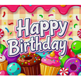 thumbnail image 4 of Happy Birthday Decoration Colorful Donuts Backdrop Banner Party Supplies Photography Props Kids Celebration Festival Event Decor Fun Balloon Cake Cupcake, 4 of 8