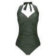 thumbnail image 4 of JAJAHO Tankini Swimsuits For Women 2 Piece Set V Neck Self Tie Halter Tummy Control Bathing Suits High Waisted Briefs Bottom Stylish Beachwear, 4 of 4