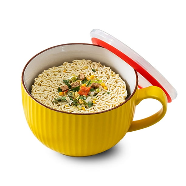 Qeeadeea Ceramic Soup Bowls With Lid, Large Soup Cup With Handle, Small