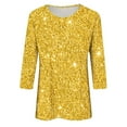 thumbnail image 3 of Long Sleeve Shirts Women's Elegant Tops New Year's Aesthetic Blouse Long Sleeve Shirts Modern Glitter Shirt Festive Top Yellow, 3 of 4
