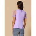 thumbnail image 4 of DARING DIVA Women's Polka Dots Mesh Peter Pan Collar Blouses L Purple, 4 of 6