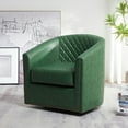 thumbnail image 5 of 29" Wide Tufted Faux Leather Swivel Barrel Chair, PU Leather Modern Upholstered Accent Chairs with Nailhead Trim, Small Armchair for Living Room Bedroom, Green, 5 of 13
