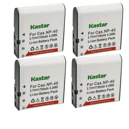 Kastar 4-Pack Battery CNP40 Replacement for Casio Exilim Zoom EX-Z450 Exilim Zoom EX-Z50 Exilim Zoom EX-Z500 Exilim Zoom EX-Z55 Exilim Zoom EX-Z57 Exilim Zoom EX-Z600 Camera
