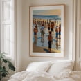 thumbnail image 5 of Crowded Beach Walk - India Illustration Beach Coastal Sunset Summer Seascape Waves Ocean Oak Framed Wall Art Print 12 x 16 inches, 5 of 12