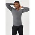 thumbnail image 5 of Men's V Neck Compression Shirt Long Sleeve, Athletic Workout Shirts & Gym Undershirts, Active Sports Base Layer Top for Running, Fitness, Muscle Recovery & Cold Weather Grey L, 5 of 9