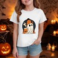 thumbnail image 2 of larppty Halloween Ghost Retro Girl Kids T-Shirt Graphic Tshirt Little Kids Fall Short Sleeve Tee Tops (White,9-10 Years), 2 of 6