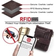 thumbnail image 4 of Cartera de piel auténtica para hombre con bloqueo RFID y cadena, cartera plegable para hombre de piel con 19 tarjeteros y monedero con cremallera, caja de regalo (café), 4 of 5