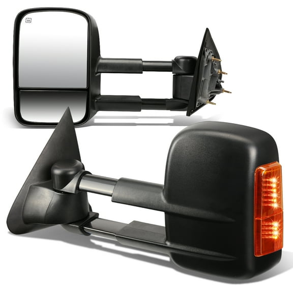 DNA Motoring TWM-020-T888-BK-AM For 2014-2020 Silverado / Sierra GMT K2XX Pair of Black Powered   Heated Signal Glass   Manual Extenable Side Towing Mirrors