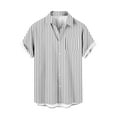thumbnail image 4 of YLSDY Men's Striped Button Down Shirt - Casual Short Sleeve Regular Fit Business Dress Shirts Summer Fashion Tee Tops with Pocket Gray XXXXL, 4 of 5