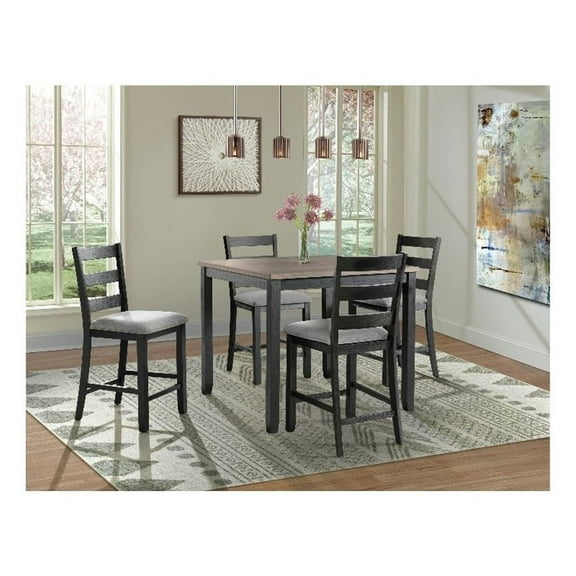 Pemberly Row Transitional Black 5PC Counter Height Dining Set