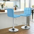 thumbnail image 4 of YSNW Bar Stools Set of 2, PU Leather Counter Height Barstools Armless Adjustable Swivel Bar Chairs with High Back for Home Kitchen Pub, Sky Blue, 4 of 18