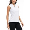 thumbnail image 5 of MoFiz Women's Golf Polo Sleeveless Shirt Quick Drying Casual Workout Tops Shirts White L, 5 of 6