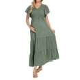 thumbnail image 1 of xiaxaixu Robe de Maternité pour Femmes, Robe Ample Évasée Unie à Manches Courtes et Col en V, Robe de Grossesse, 1 of 8