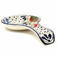 thumbnail image 3 of Encantada MC125D Handmade Pottery Spoon Rest, Dots & Flowers, 3 of 7