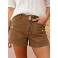 thumbnail image 5 of SHEWIN Women's Jean Shorts High Waisted Denim Shorts Casual Loose Fit Stretchy Double Button Fly Summer Pants with Pockets Brown, 5 of 10