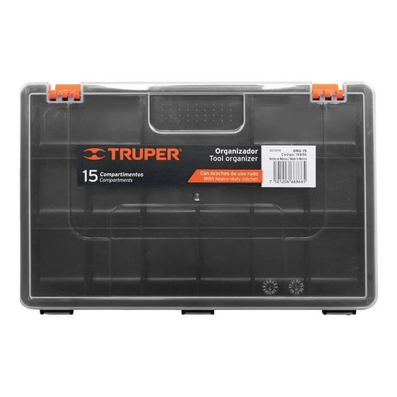 Organizador Truper 15 Compartimentos ORG-15 Negro