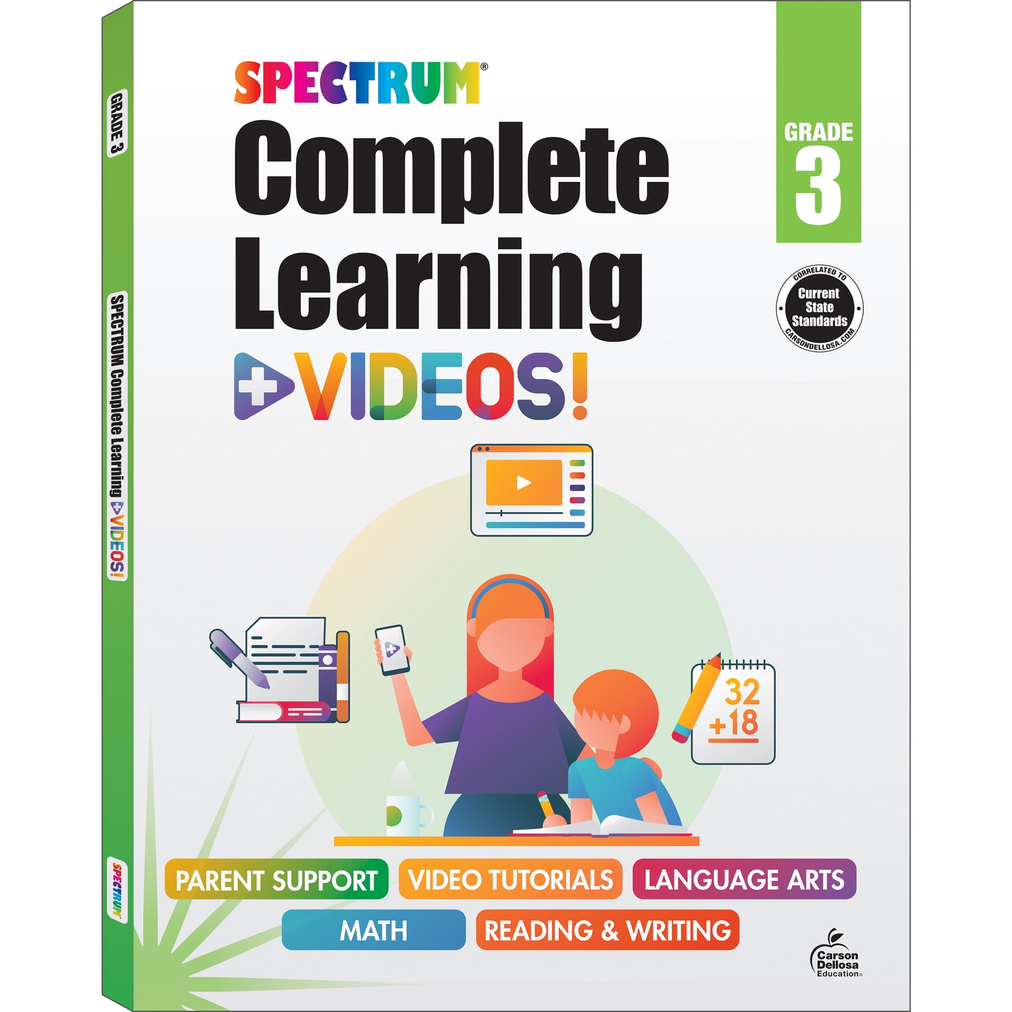 Spectrum Complete Learning + Videos Workbook (352 pages) Grade 3