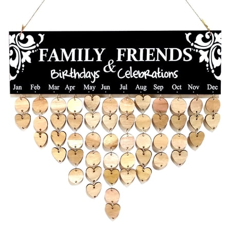 OFFIGAM Wood Iron Rope DIY Birthday Reminder Wall Hanging 1 Set