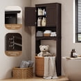 thumbnail image 3 of Asofer Over the Toilet Storage Cabinet, Adjustable Sturdy Shelf and 2 Wood Doors, for Bathroom, Dark Brown, 3 of 9