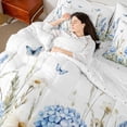 thumbnail image 3 of Erosebridal Flying Blue Butterflies Twin Bedding Sets 7-Piece For Girls,Teens Floral Daisy Flowers Bedding Comforter Set,Super Cozy Room Decor, 3 of 6