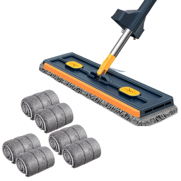 Wosthever Trapeador deshidratador autónomo, cubo grande para lavar trapeadores, trapeador de esquina para pisos agrandado, trapeador de vidrio Suministros de limpieza para el hogar fregona azul+6