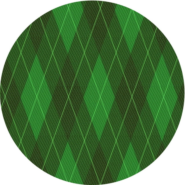 Ahgly Company Machine Washable Indoor Round Transitional Deep Emerald Green Area Rugs, 3' Round