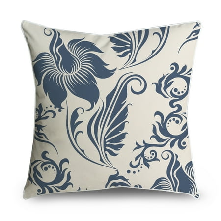 Popeven Vintage Floral Pattern Throw Pillow Case for Sofa Decor,18