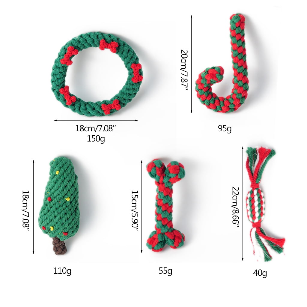 5 Pcs Indestructible Cute Tug of War Plush Christmas Dog Toy Chew Puppies Gift for Pet Interactive Interesting