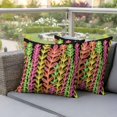 thumbnail image 4 of Leaves Pillow Covers 2 Pack Abstract Gradient Pink Yellow Red Green Lines Leaf Black Pillowcase Waterproof Outdoor Throw Pillow Cover for Patio Garden Square Cushion 26”x26”, 4 of 9