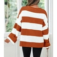 thumbnail image 4 of Women's  Fall Long Sleeve Oversized Striped Color Block Comfy Loose Crew Neck Knitted Pullover Sweater, 4 of 16