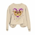 thumbnail image 4 of Craaazy Mardi Gras Clothing for Women Round Neck Long Sleeve Carnival Shirts Gifts, 4 of 6