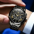 thumbnail image 4 of OLEVS Watches for Men, Mens Watches Quartz Black Stainless Steel Waterproof Luminous Business Calendar Wrist Watch reloj para hombre, 4 of 12